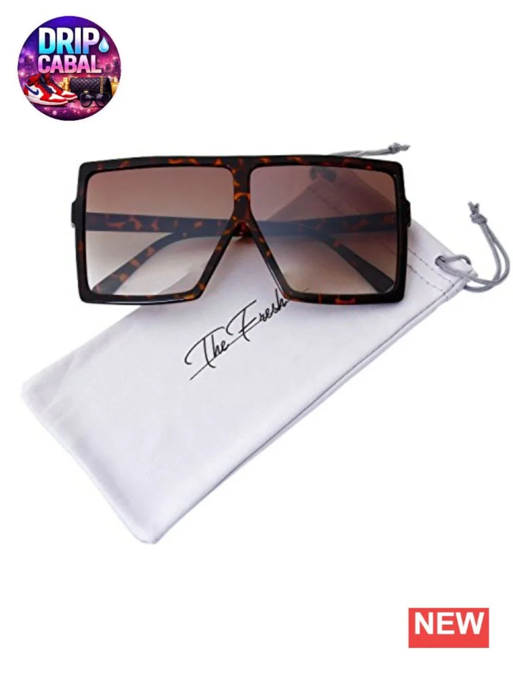 Oversized Square Flat Top Sunglasses UV400 Protection